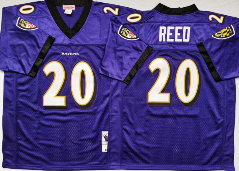 Ravens 20 Ed Reed Purple M&N Throwback Jersey