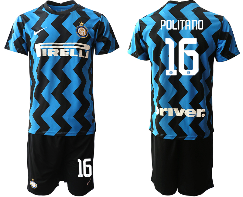2020-21 Inter Milan 16 POLITANO Home Soccer Jersey