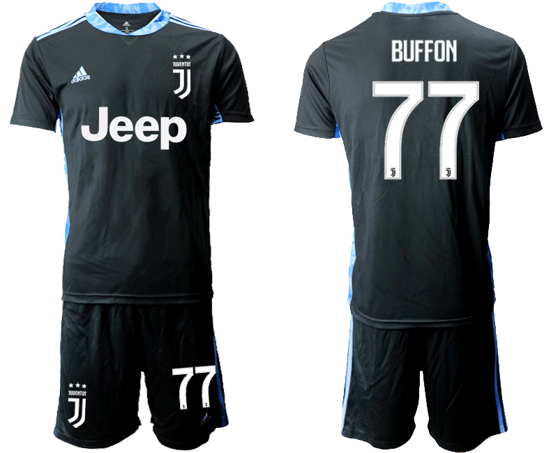 2020-21 Juventus 77 BUFFON Black Goalkeeper Soccer Jersey