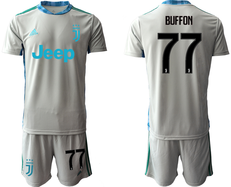 2020-21 Juventus 77 BUFFON Gray Goalkeeper Soccer Jersey