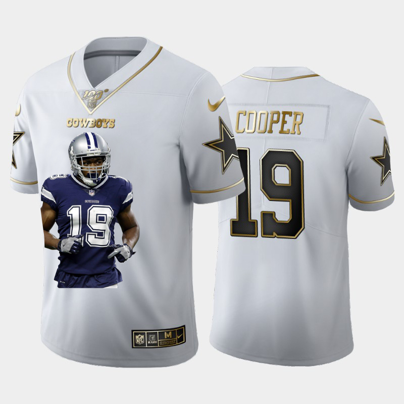 Nike Cowboys 19 Amari Cooper White Gold Player Name Logo 100th Season Vapor Untouchable Limited Jersey