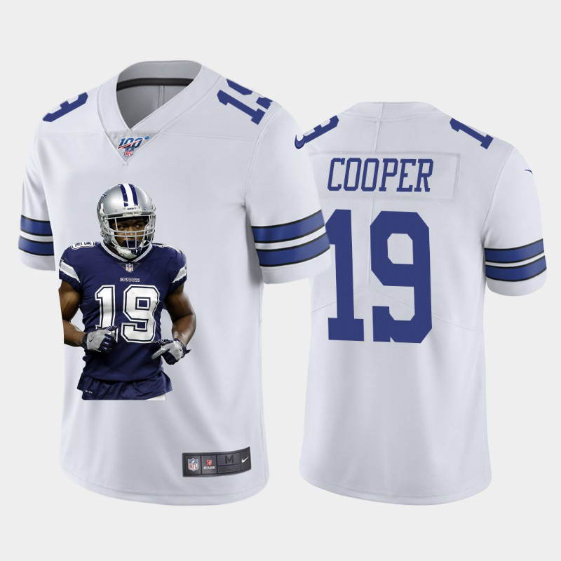 Nike Cowboys 19 Amari Cooper White Player Name Logo 100th Season Vapor Untouchable Limited Jersey