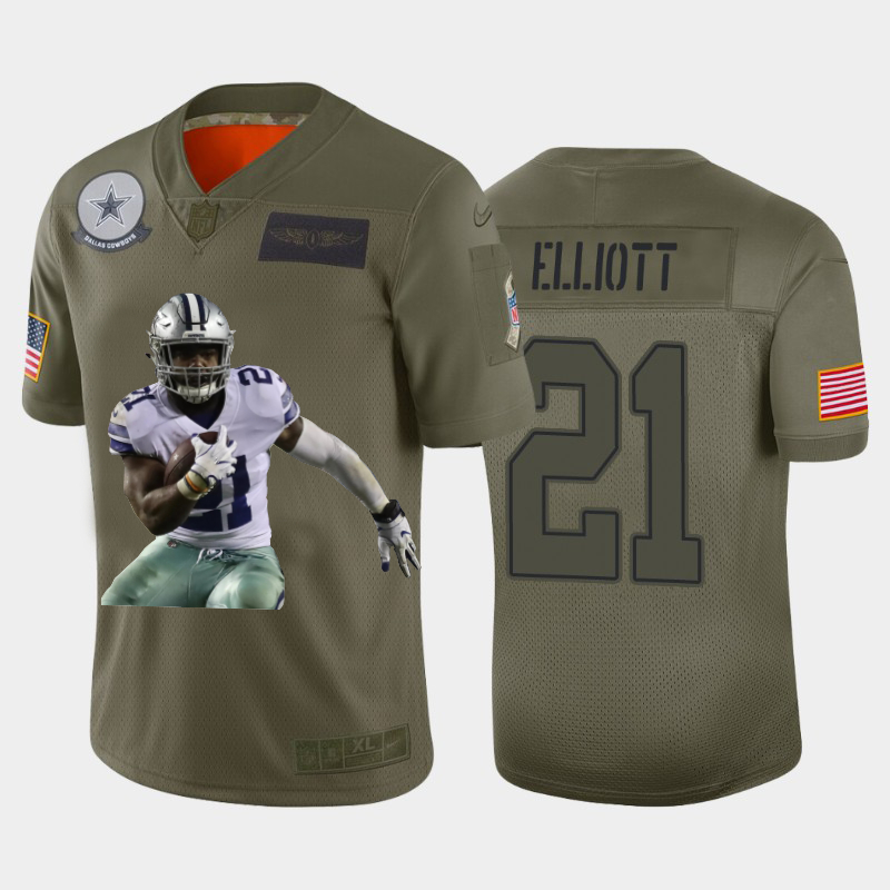 Nike Cowboys 21 Ezekiel Elliott Olive Player Name Logo Vapor Untouchable Limited Jersey