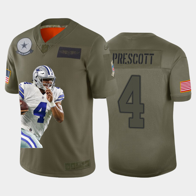 Nike Cowboys 4 Dak Prescott Olive Player Name Logo Vapor Untouchable Limited Jersey