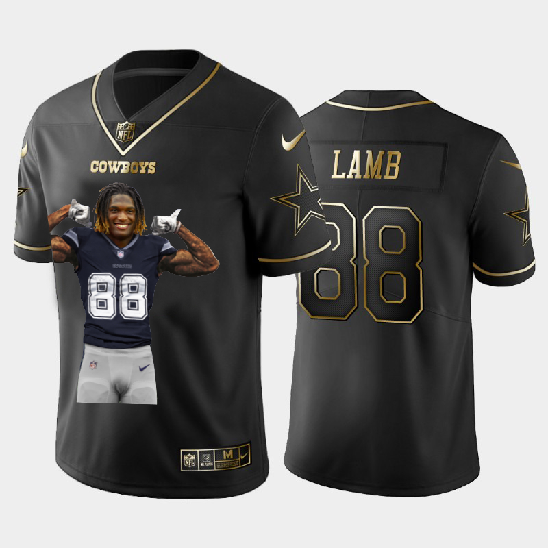 Nike Cowboys 88 Ceedee Lamb Black Gold Player Name Logo Vapor Untouchable Limited Jersey