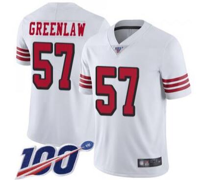 Nike 49ers 57 Dre Greenlaw White 100th Season Color Rush Vapor Untouchable Limited Jersey