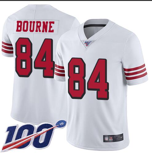 Nike 49ers 84 Kendrick Bourne White 100th Season Color Rush Vapor Untouchable Limited Jersey
