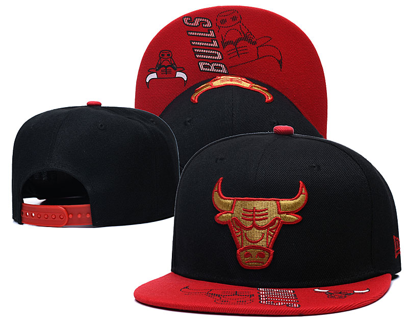 Bulls Team Logo Black Red Adjustable Hat GS