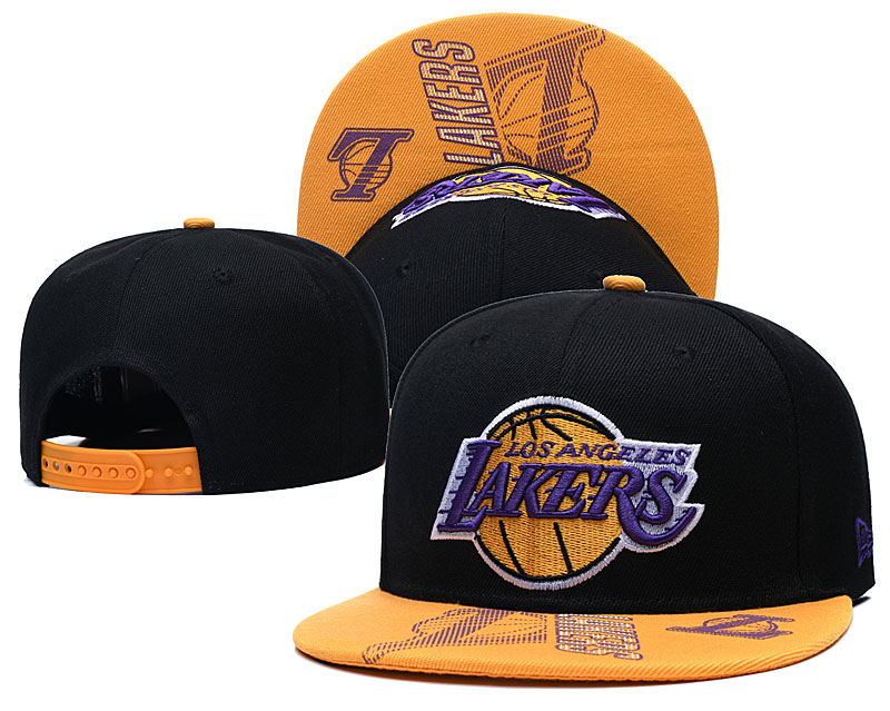 Lakers Team Logo Black Yellow Adjustable Hat GS
