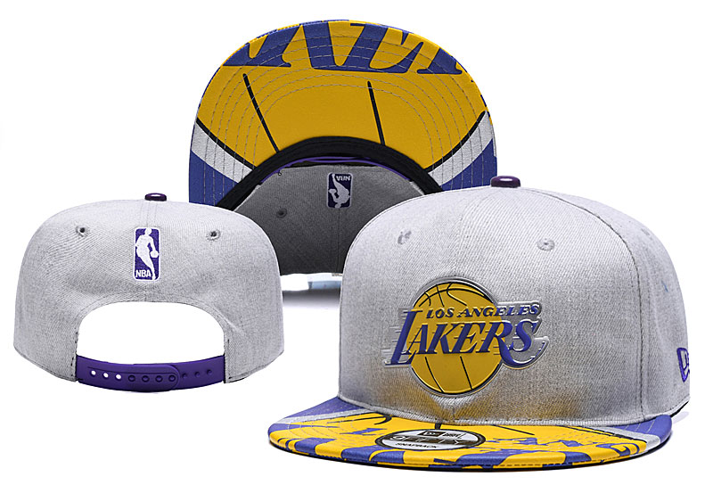 Lakers Team Logo Gray Adjustable Hat YD - Click Image to Close