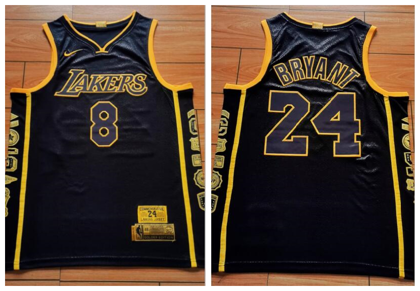 Lakers 8 & 24 Kobe Bryant Black Retirement Commemorative Swingman Jersey - Click Image to Close