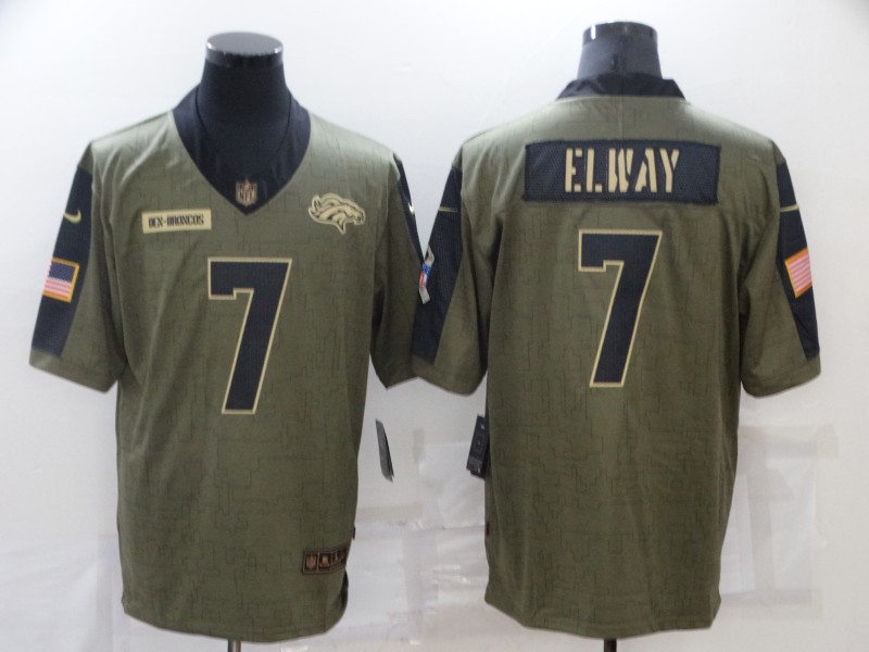 Nike Broncos 7 John Elway Olive 2021 Salute To Service Limited Jersey