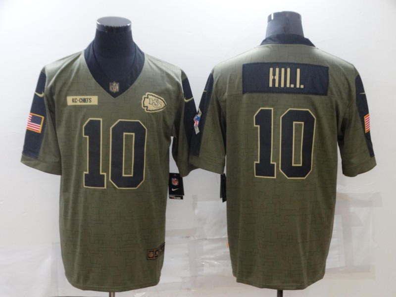 Nike Chiefs 10 Tyreek Hill Olive 2021 Salute To Service Limited Jersey - Click Image to Close