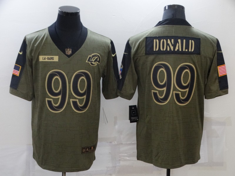 Nike Rams 99 Aaron Donald Olive 2021 Salute To Service Limited Jersey