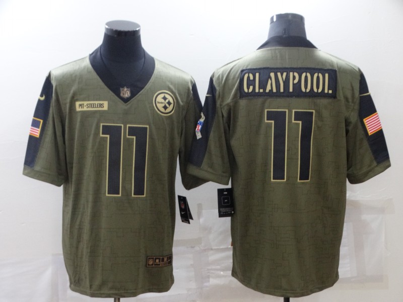 Nike Ravens 11 Chase Claypool Olive 2021 Salute To Service Limited Jersey - Click Image to Close