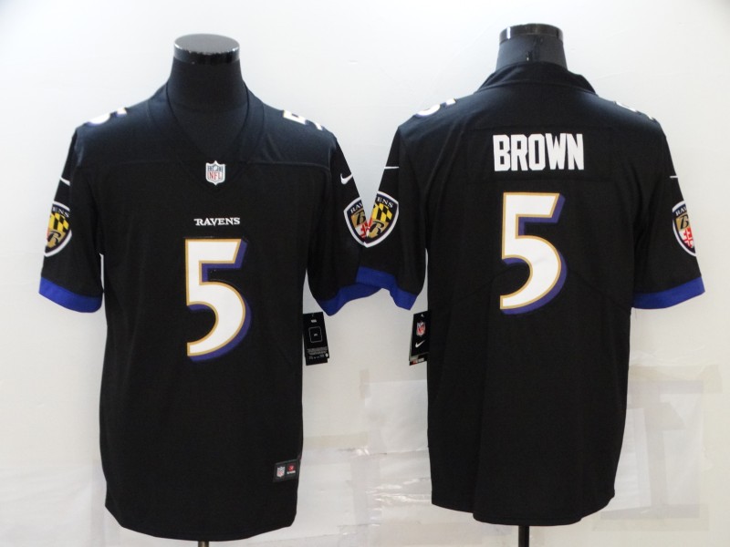 Nike Ravens 5 Marquise Brown Black Vapor Untouchable Limited Jersey - Click Image to Close