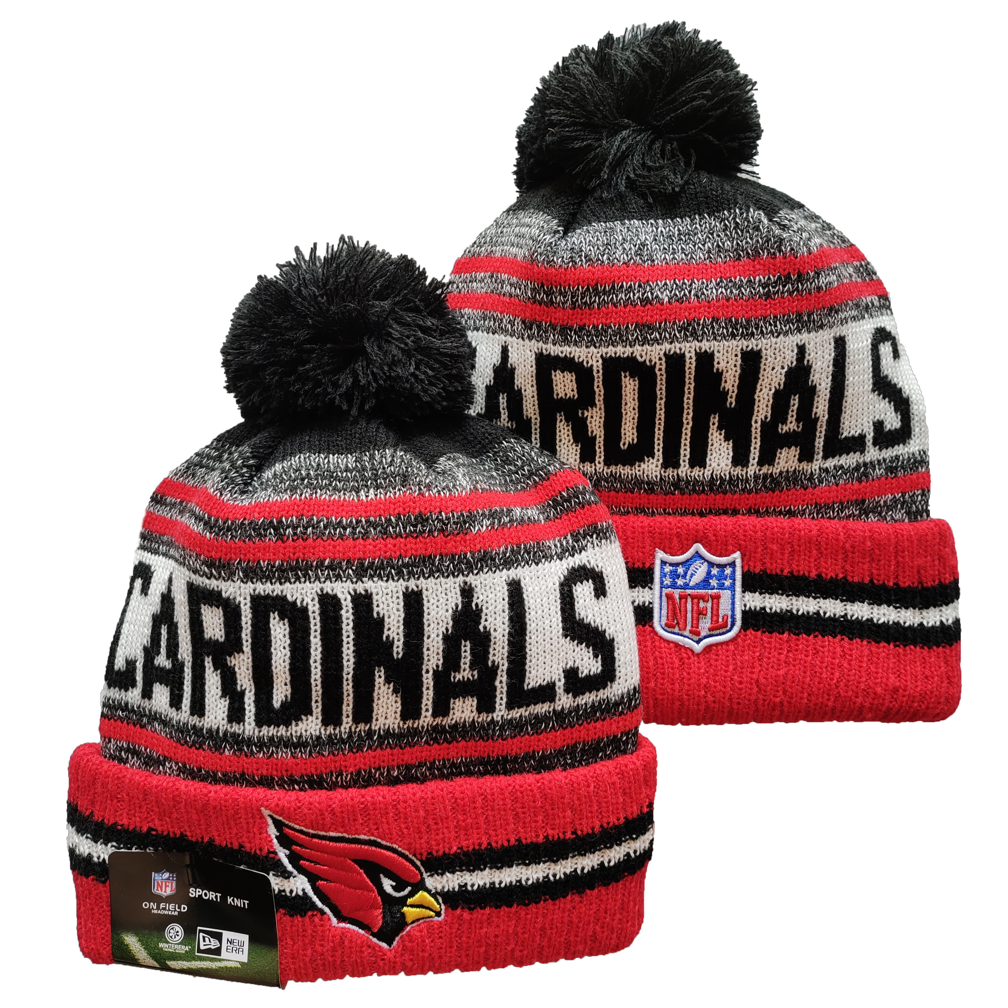 Arizona Cardinals Team Logo Red and Gray Pom Cuffed Knit Hat YD