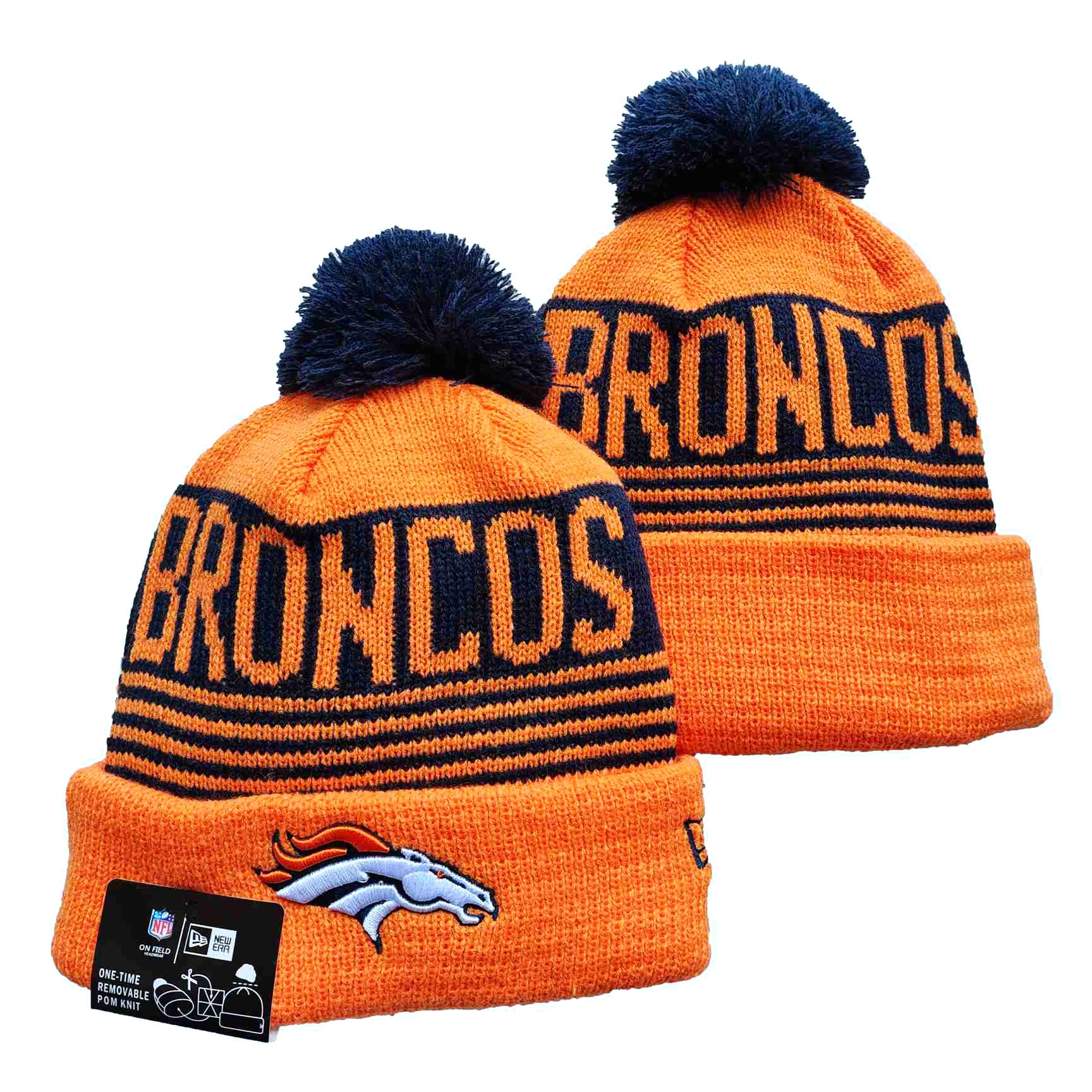 Broncos Team Logo Orange Pom Cuffed Knit Hat YD