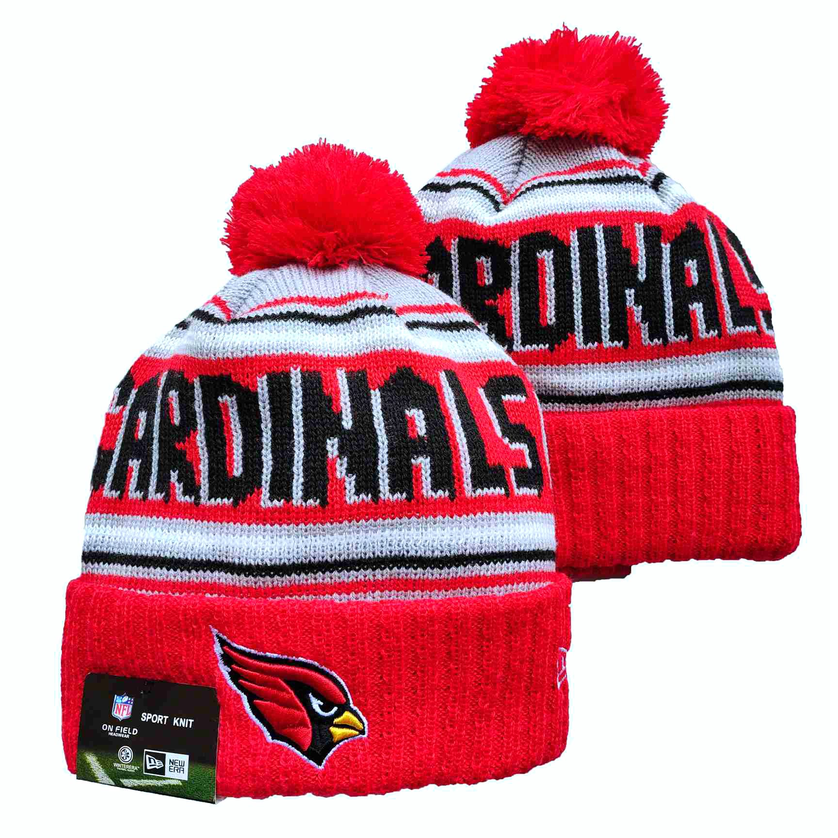 Arizona Cardinals Team Logo Red Pom Cuffed Knit Hat YD