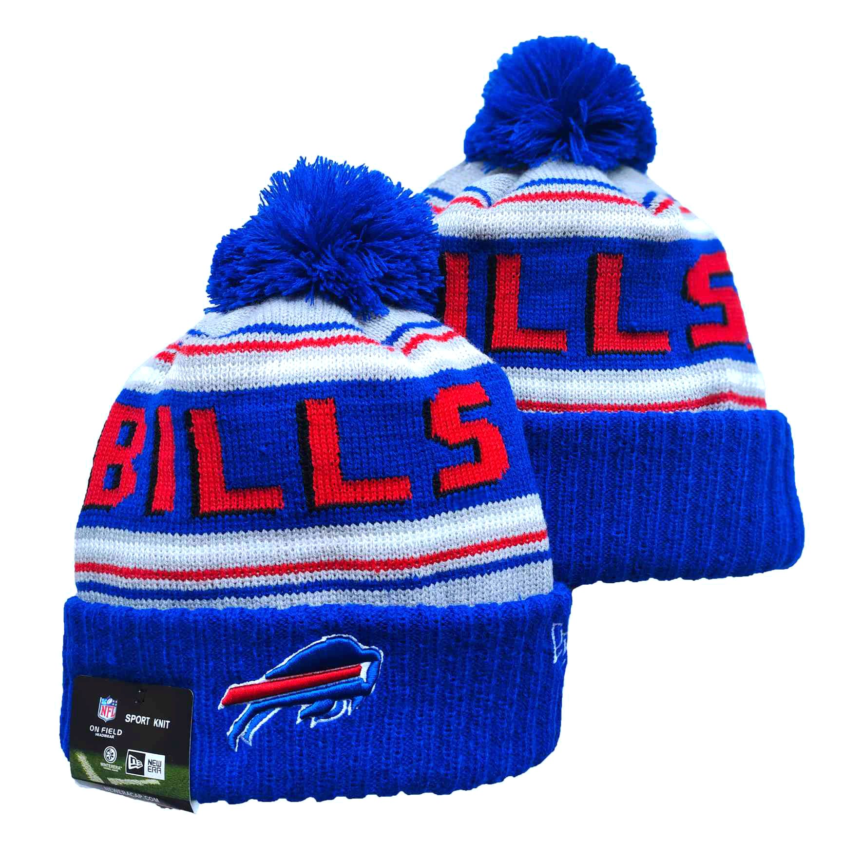 Bills Team Logo Royal Red Pom Cuffed Knit Hat YD