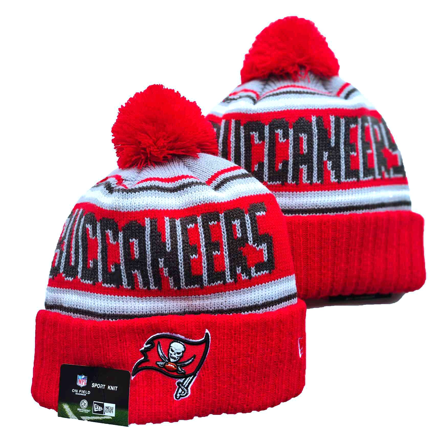 Buccaneers Team Logo Red Pom Cuffed Knit Hat YD