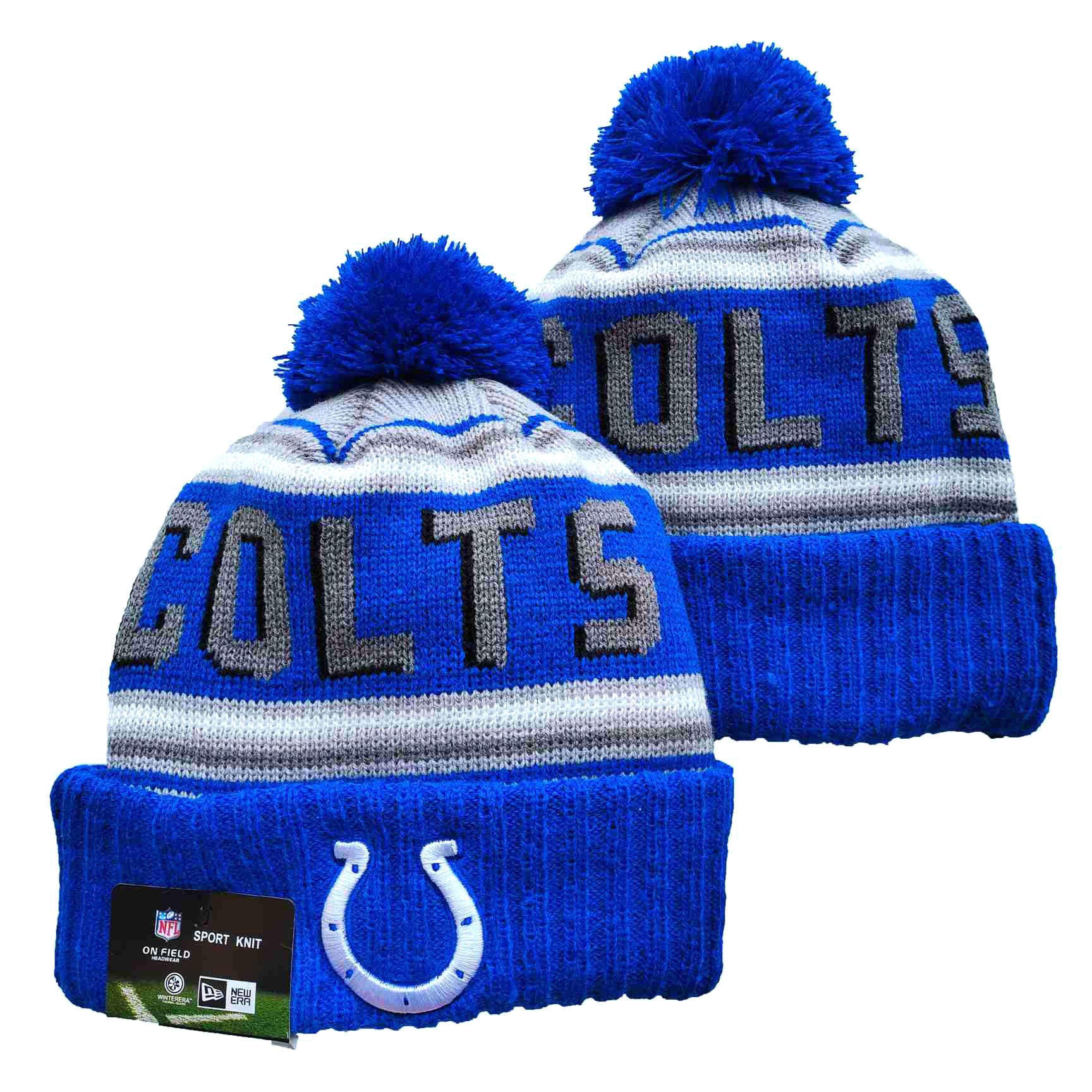 Colts Team Logo Royal Pom Cuffed Knit Hat YD