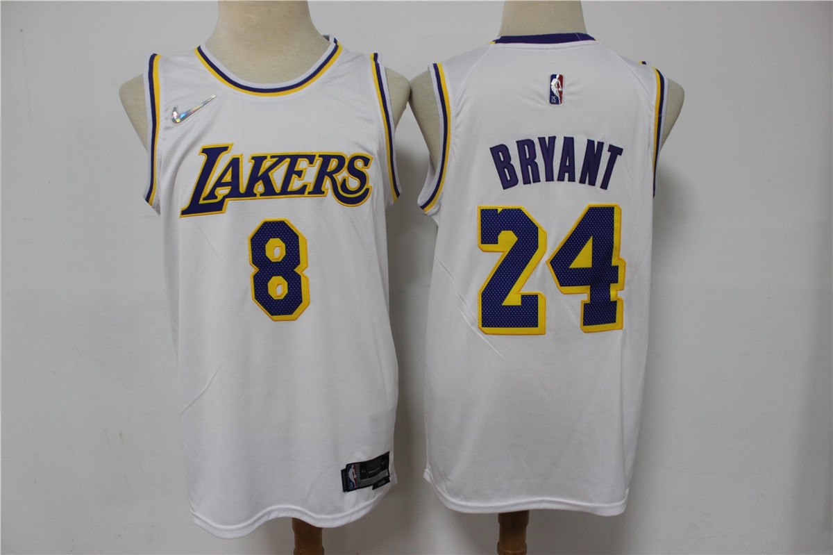 Lakers 8 & 24 Kobe Bryant White Nike Diamond 75th Anniversary City Edition Swingman Jersey
