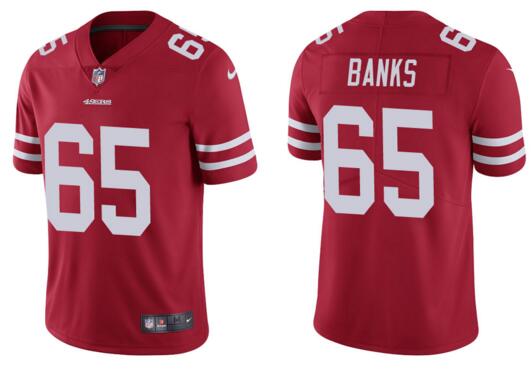 Nike 49ers 65 Aaron Banks Red Vapor Untouchable Limited Jersey