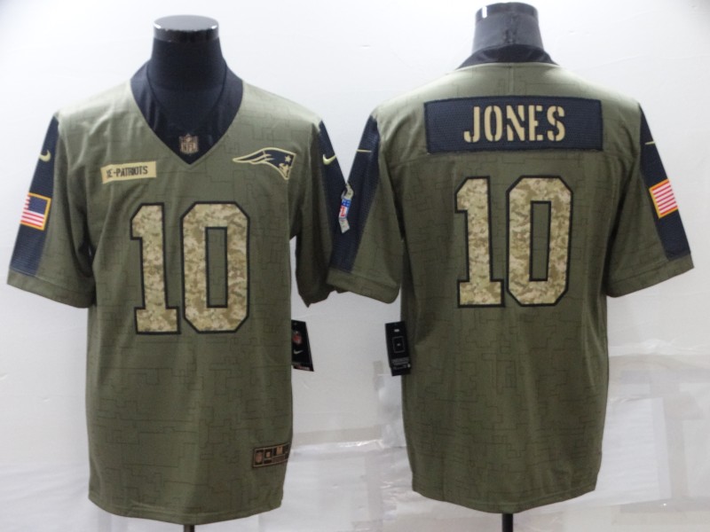 Nike Patriots 10 Mac Jones Olive Camo 2021 Salute To Service Limited Jersey