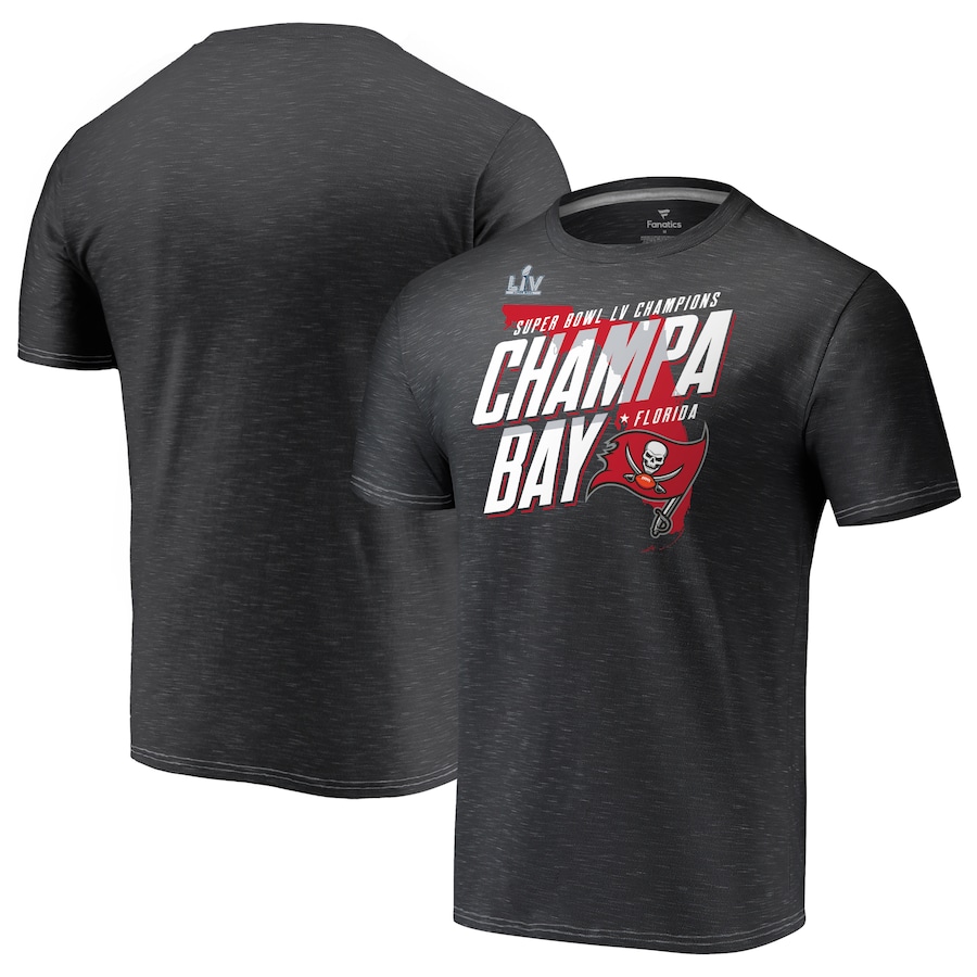 Men's Tampa Bay Buccaneers Fanatics Branded Charcoal Super Bowl LV Champions Hometown Champa Bay Space Dye T-Shirt