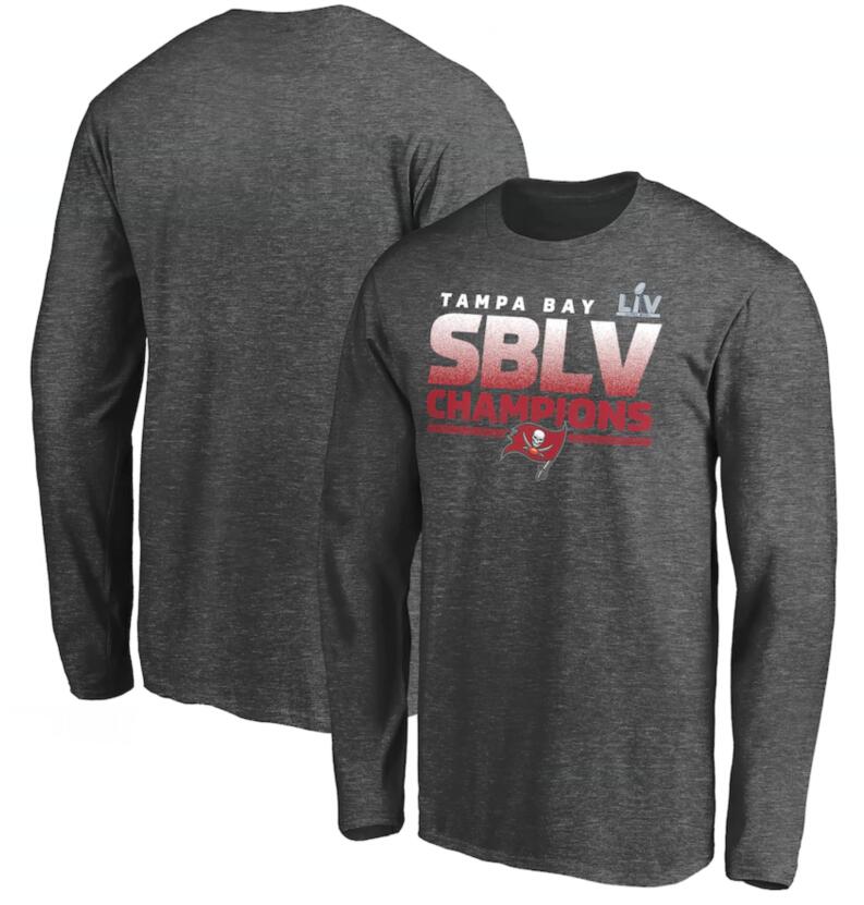 Men's Tampa Bay Buccaneers Fanatics Branded Heathered Charcoal Super Bowl LV Champions Kickoff Long Sleeve T-Shirt