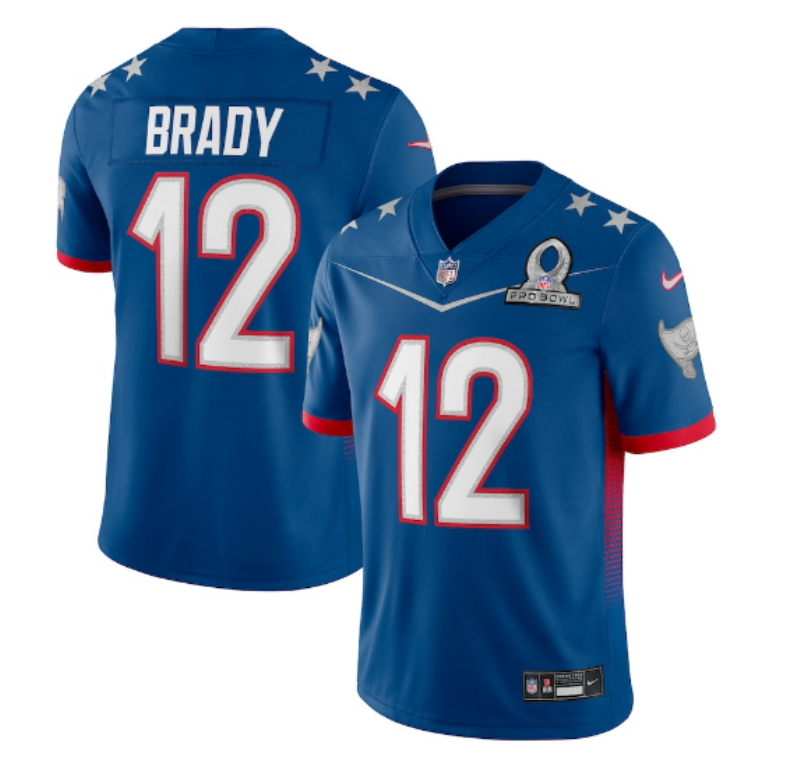 Nike Buccaneers 12 Tom Brady Blue 2022 NFC Pro Bowl Limited Jersey