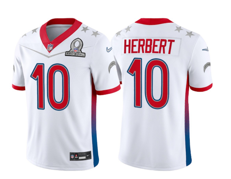 Nike Chargers 10 Justin Herbert White 2022 NFC Pro Bowl Limited Jersey