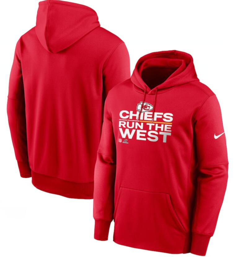 Men's Kansas City Chiefs Nike Red 2021 AFC West Division Champions Trophy Collection Pullover Hoodie