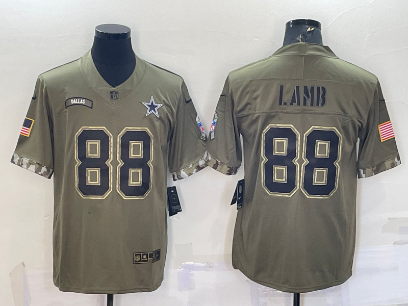 Nike Cowboys 88 CeeDee Lamb Olive 2022 Salute To Service Limited Jersey