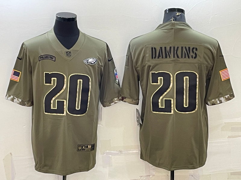 Nike Eagles 20 Brian Dawkins Olive 2022 Salute To Service Limited Jersey