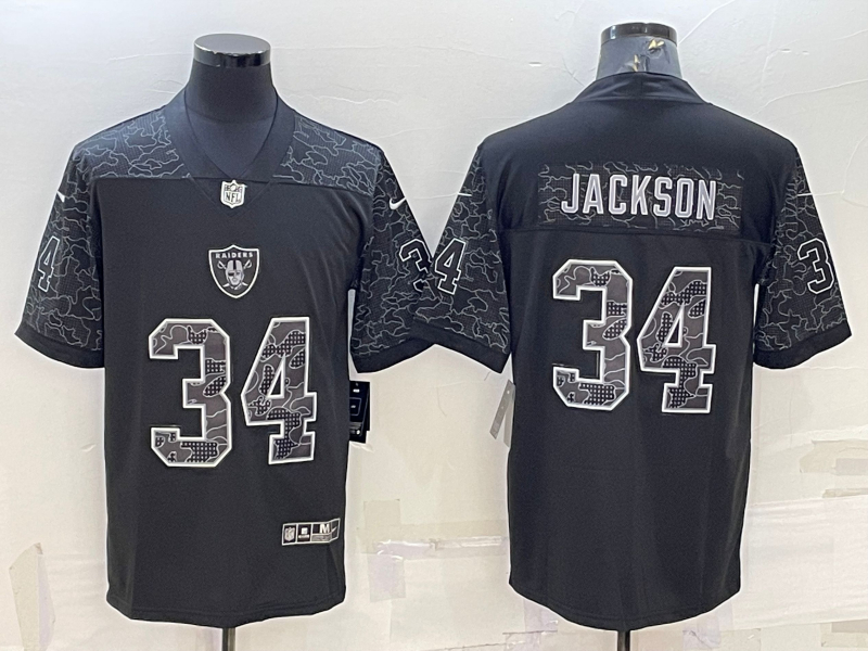 Nike Raiders 34 Bo Jackson Black RFLCTV Limited Jersey
