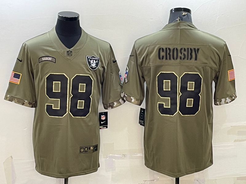 Nike Raiders 98 Maxx Crosby Olive 2022 Salute To Service Limited Jersey