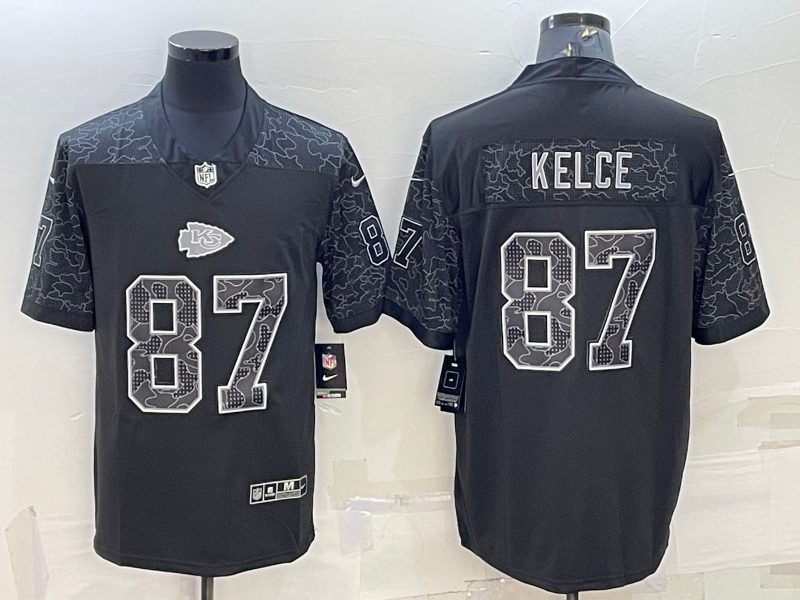 Nike Chiefs 87 Travis Kelce Black RFLCTV Limited Jersey - Click Image to Close