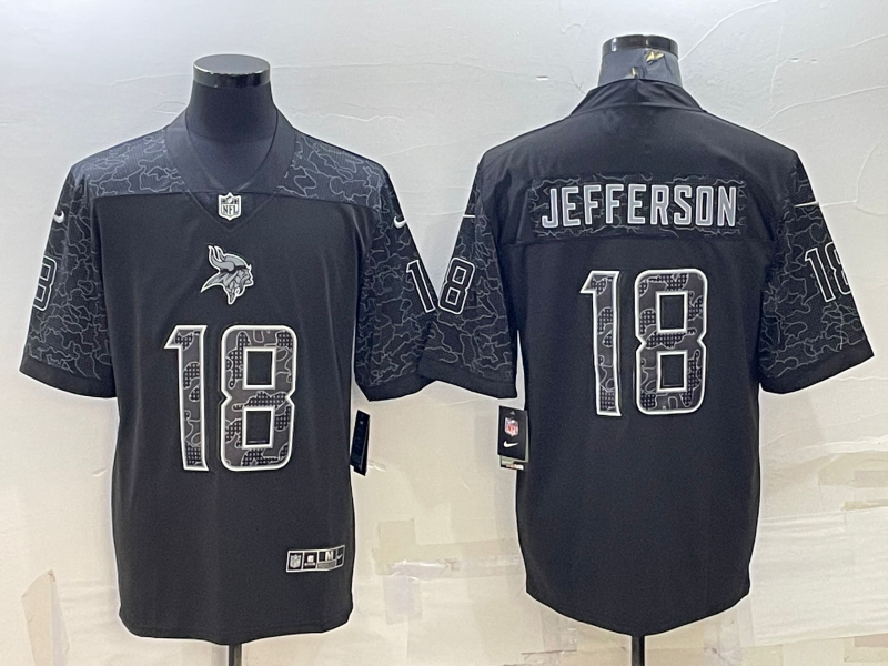 Nike Vikings 18 Justin Jefferson Black RFLCTV Limited Jersey