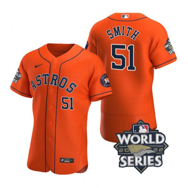 Astros 51 Will Smith Orange Nike 2022 World Series Flexbase Jersey