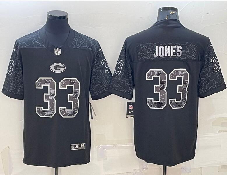 Nike Packers 33 Aaron Jones Black RFLCTV Limited Jersey - Click Image to Close