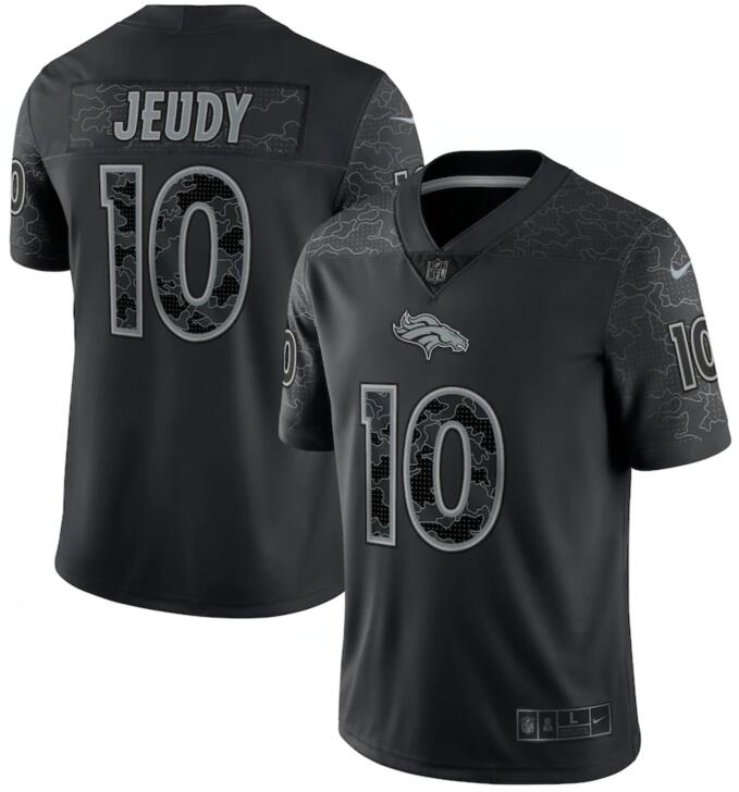 Nike Broncos 10 Jerry Jeudy Black RFLCTV Limited Jersey - Click Image to Close