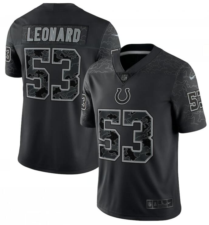 Nike Colts 53 Shaquille Leonard Black RFLCTV Limited Jersey