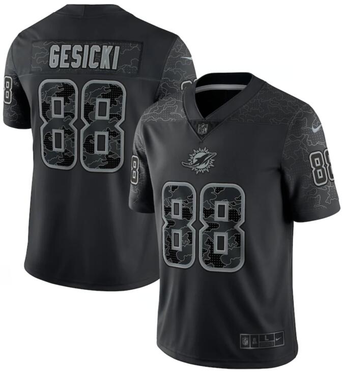 Nike Dolphins 88 Mike Gesicki Black RFLCTV Limited Jersey - Click Image to Close