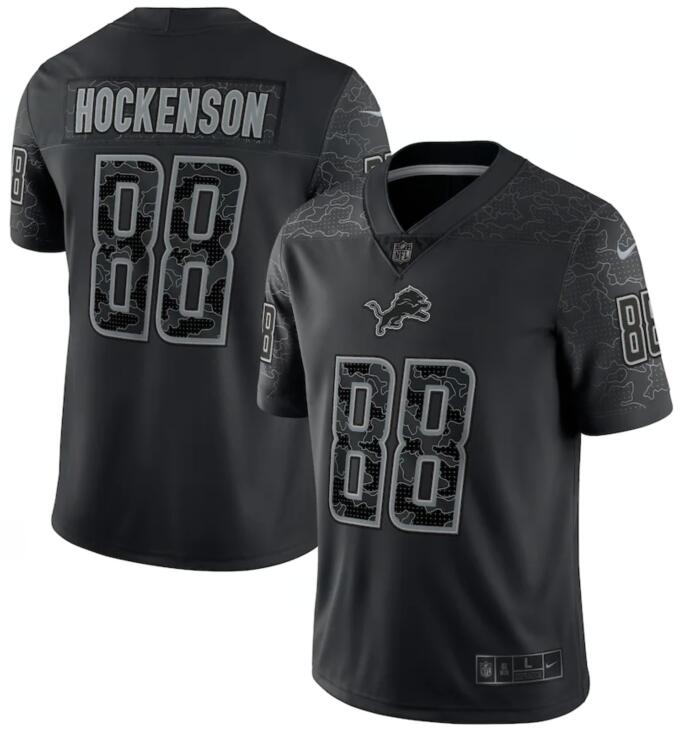 Nike Lions 88 T.J. Hockenson Black RFLCTV Limited Jersey - Click Image to Close