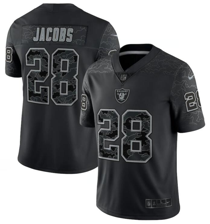 Nike Raiders 28 Josh Jacobs Black RFLCTV Limited Jersey