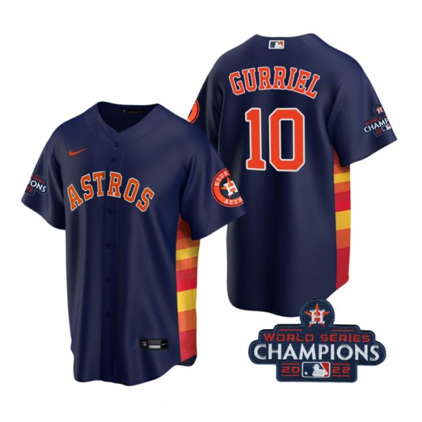 Astros 10 Yuli Gurriel Navy 2022 World Series Champions Cool Base Jersey - Click Image to Close