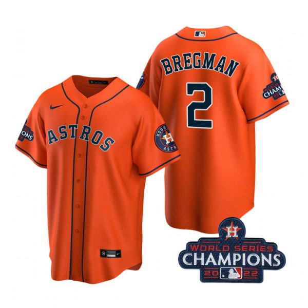 Astros 2 Alex Bregman Orange 2022 World Series Champions Cool Base Jersey