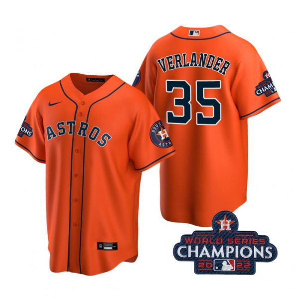 Astros 35 Justin Verlander Orange 2022 World Series Champions Cool Base Jersey